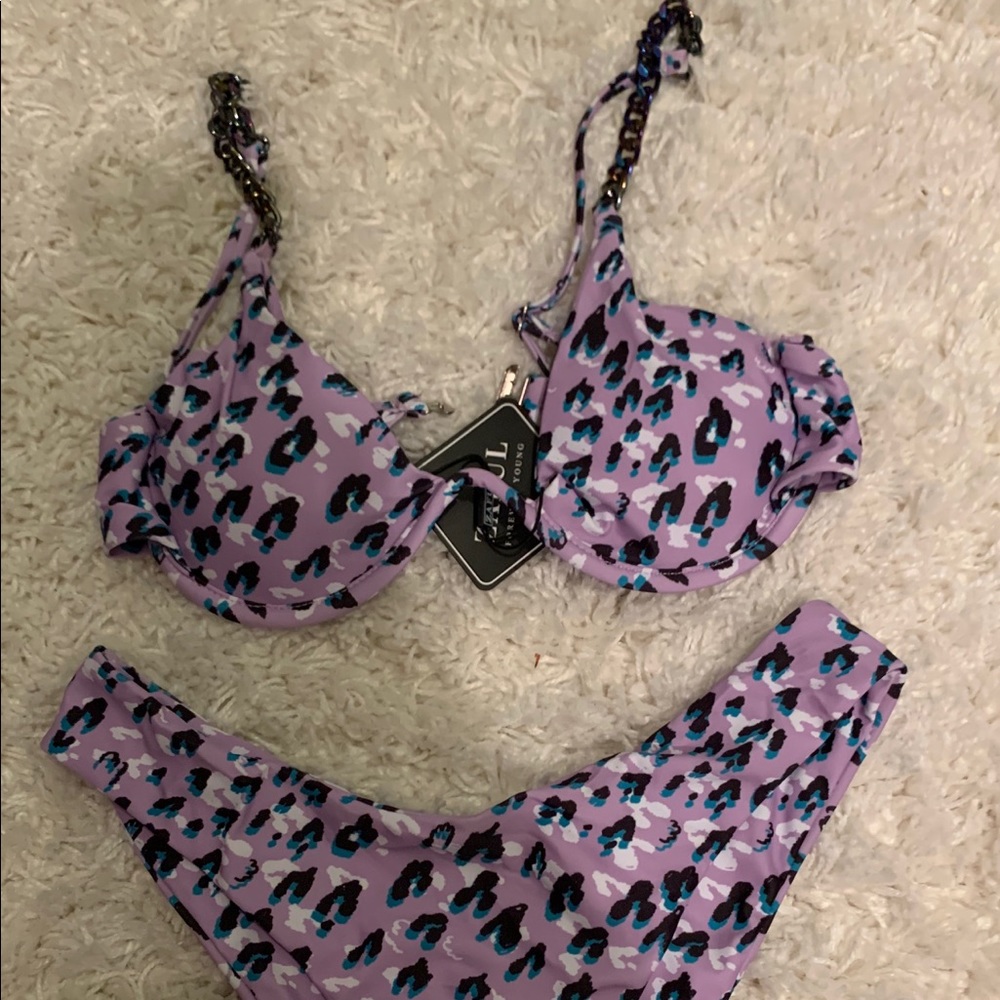 NWT PURPLE AND BLUE CHEETAH PRINT ZAFUL BIKINI
